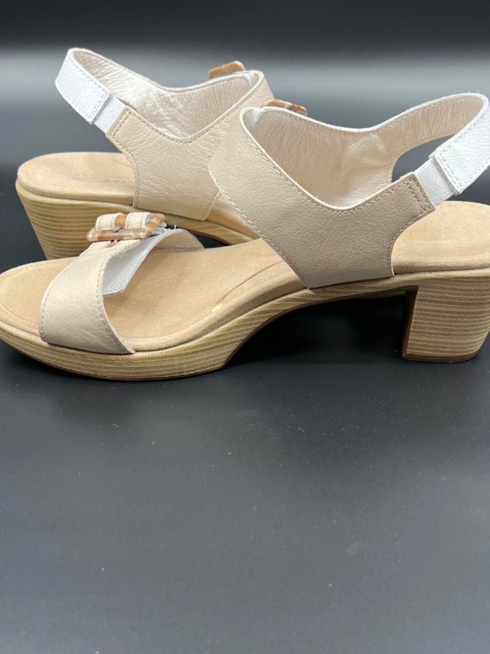 Naot Mode Leather Sandals Women Size 7-7. 5 (EU38) White Ivory Tan Platform EUC - Picture 8 of 10